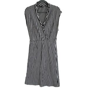 Anthropologie Saturday Sunday Navy White Striped Cotton Crossover Dress S